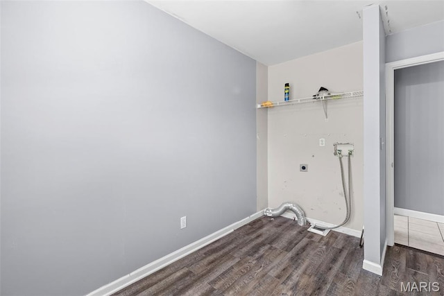 11264 Village Dr, Foristell, MO 63348 - laundry area with electric dryer hookup, washer hookup, and wood finished floors