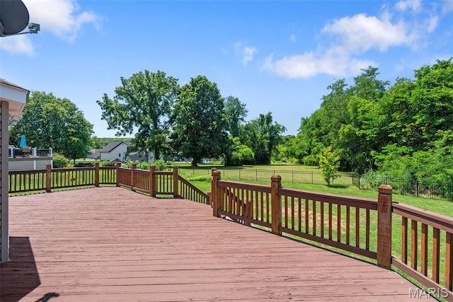 11264 Village Dr, Foristell, MO 63348 - wooden deck featuring a fenced backyard