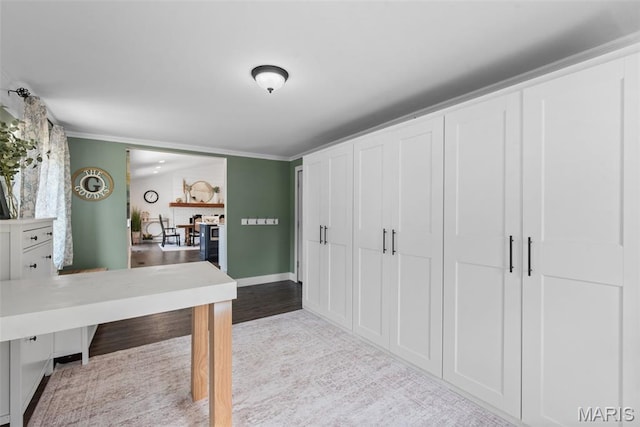 1715 Pine Hill Dr, Des Peres, MO 63131 - office area featuring crown molding and wood finished floors