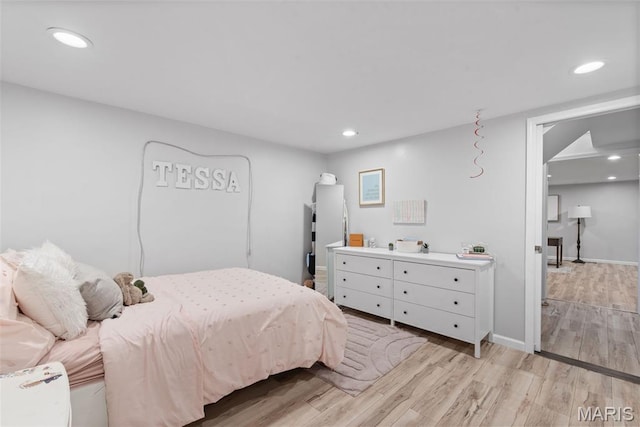 1715 Pine Hill Dr, Des Peres, MO 63131 - bedroom with light wood-type flooring and recessed lighting