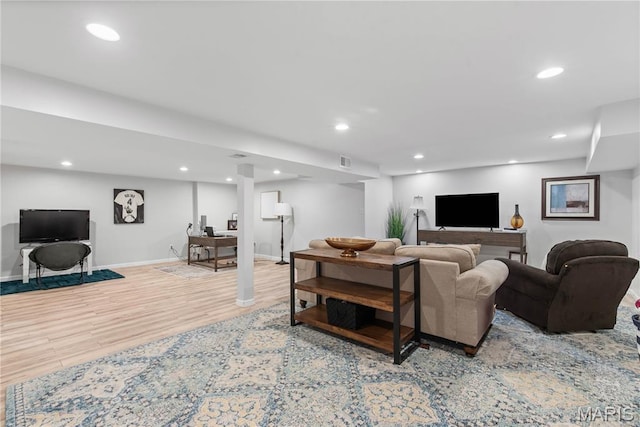 1715 Pine Hill Dr, Des Peres, MO 63131 - living room with wood finished floors and recessed lighting