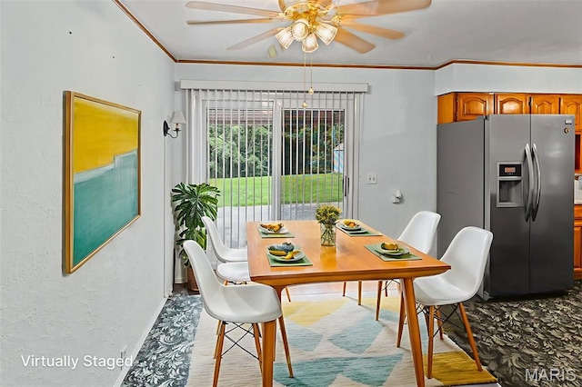 3120 Hawthorne Blvd, Alton, IL 62002 - dining room featuring a ceiling fan and crown molding