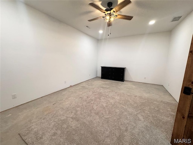 14005 Osage Dr, New London, MO 63459 - unfurnished living room featuring ceiling fan and carpet floors