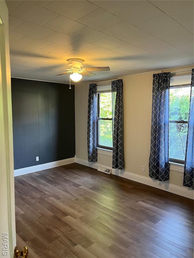 1032 W Pearl St, Staunton, IL 62088 - unfurnished room with dark wood-style flooring and ceiling fan