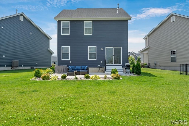 130 Baycrest Ct, Saint Charles, MO 63301 - back of house featuring a patio area, a lawn, and an outdoor living space