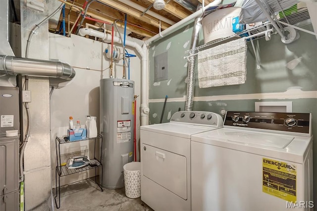 1424 Cortez Dr, Hillsboro, MO 63050 - washroom with washer and dryer, electric water heater, and electric panel