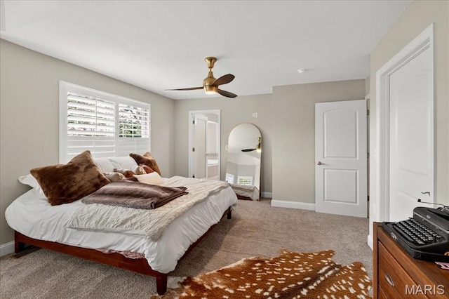 6521 Woodland Dr, Cedar Hill, MO 63016 - carpeted bedroom featuring a ceiling fan and ensuite bath