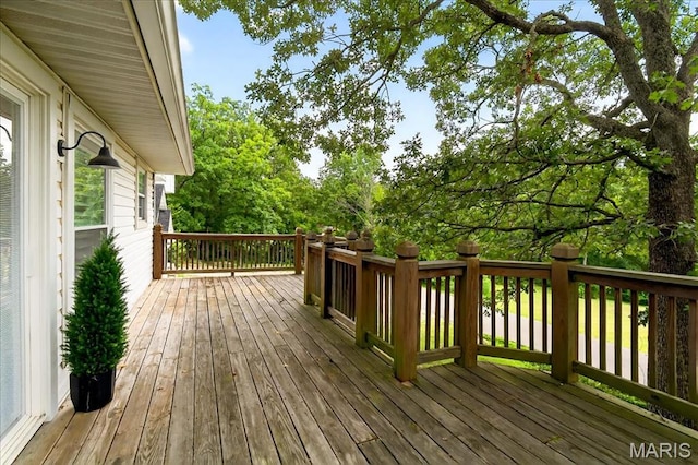 6521 Woodland Dr, Cedar Hill, MO 63016 - wooden deck featuring view of scattered trees