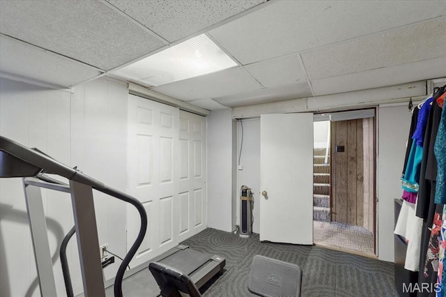 5140 Christy Ave, Saint Louis, MO 63116 - workout room with carpet flooring and a drop ceiling