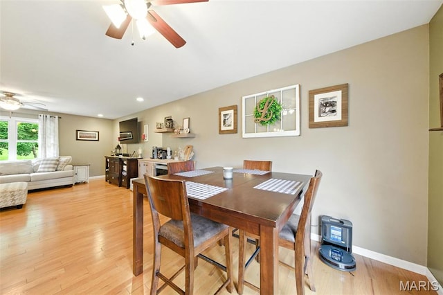 4472 Liberty Ridge Rd, De Soto, MO 63020 - dining space featuring ceiling fan, light wood-style flooring, and recessed lighting