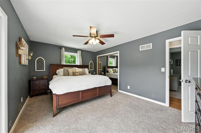 4472 Liberty Ridge Rd, De Soto, MO 63020 - bedroom with light colored carpet and ceiling fan