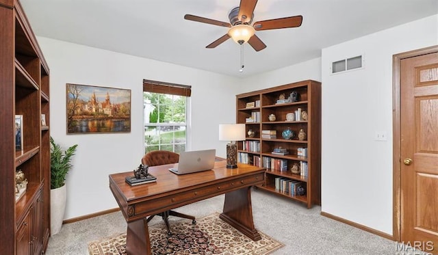 3989 Kim Kelly Dr, Harvester Township, MO 63304 - office space featuring light carpet and a ceiling fan