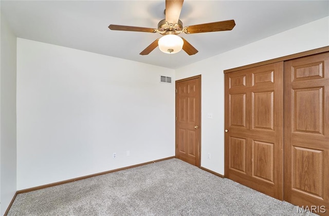 3989 Kim Kelly Dr, Harvester Township, MO 63304 - unfurnished bedroom with carpet floors, a ceiling fan, and a closet