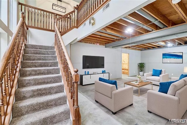3989 Kim Kelly Dr, Harvester Township, MO 63304 - living room with stairs