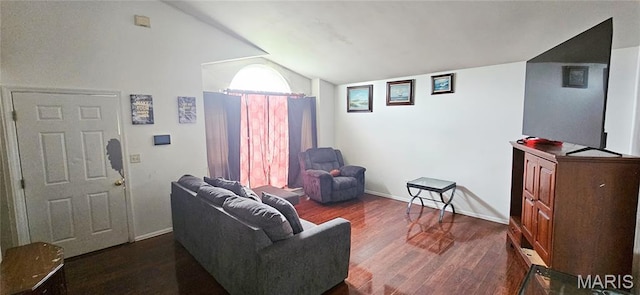 14417 Cape Charles Ct, Florissant, MO 63034 - living area featuring dark wood finished floors and vaulted ceiling