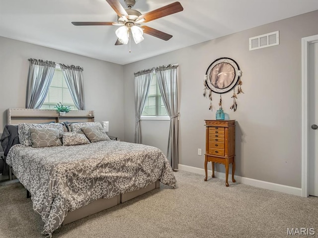 1050 Creekside Dr, Waterloo, IL 62298 - bedroom with light carpet and a ceiling fan
