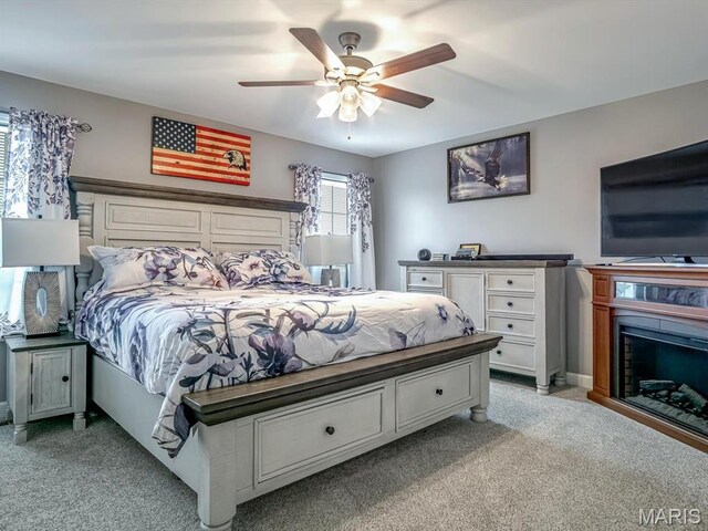 1050 Creekside Dr, Waterloo, IL 62298 - bedroom featuring light colored carpet and ceiling fan