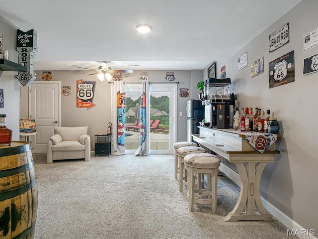 1050 Creekside Dr, Waterloo, IL 62298 - carpeted living area with ceiling fan