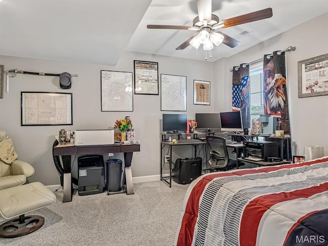 1050 Creekside Dr, Waterloo, IL 62298 - bedroom featuring an office area, carpet, and a ceiling fan