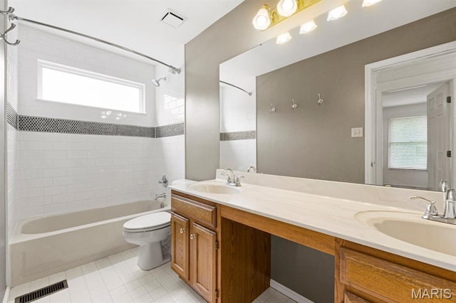 265 Timber Tree Ct, Wildwood, MO 63011 - full bathroom featuring double vanity, bathing tub / shower combination, healthy amount of natural light, and tile patterned floors