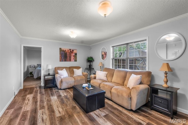 1004 Willow Ln, Sikeston, MO 63801 - living area with a textured ceiling, crown molding, and wood finished floors