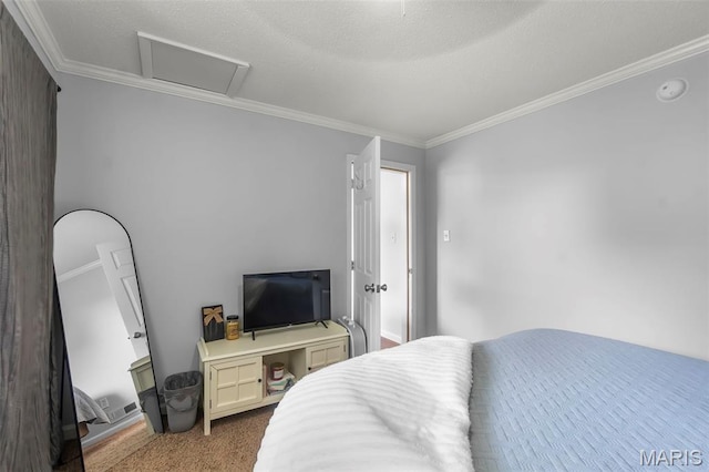 1004 Willow Ln, Sikeston, MO 63801 - bedroom with attic access, ornamental molding, and carpet flooring