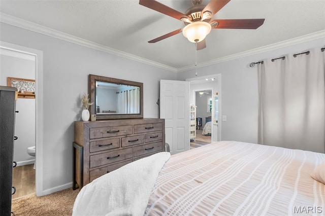 1004 Willow Ln, Sikeston, MO 63801 - bedroom with crown molding, a ceiling fan, and carpet floors