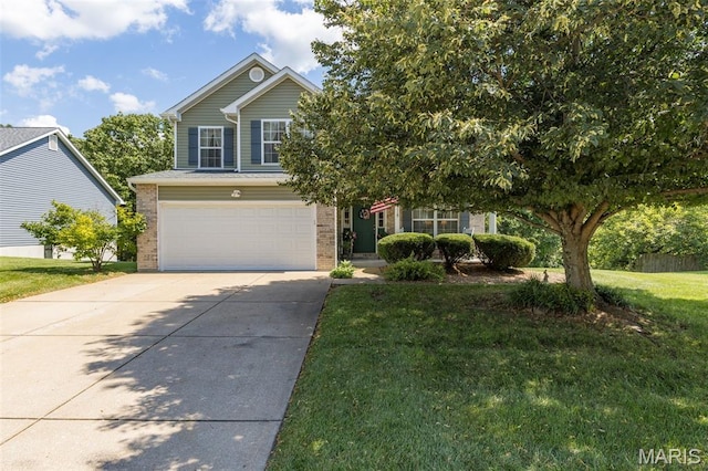 24 Adventura Dr, Festus, MO 63028 - view of front of property with brick siding, an attached garage, driveway, and a front yard