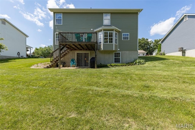 24 Adventura Dr, Festus, MO 63028 - back of house featuring a deck, stairs, and a yard