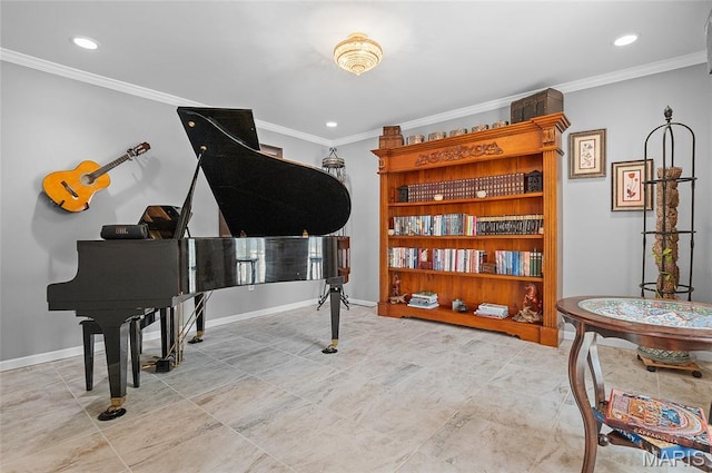 2235 Arnold Palmer Dr, Belleville, IL 62220 - living area with crown molding, recessed lighting, and tile patterned flooring