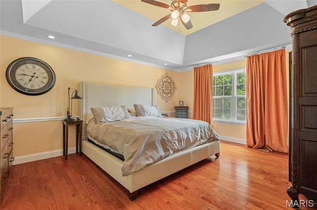 2235 Arnold Palmer Dr, Belleville, IL 62220 - bedroom with a raised ceiling, crown molding, wood finished floors, recessed lighting, and ceiling fan