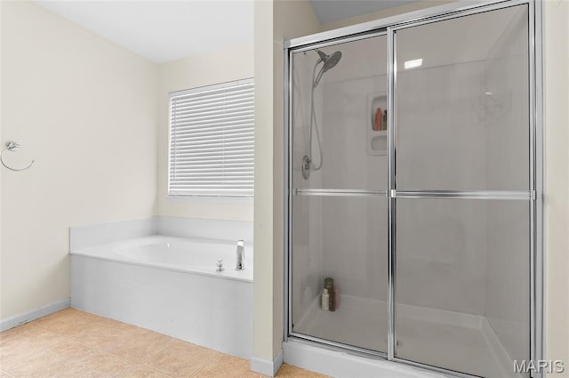 2235 Arnold Palmer Dr, Belleville, IL 62220 - full bath featuring a stall shower, a bath, and tile patterned flooring