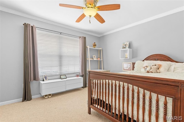 2235 Arnold Palmer Dr, Belleville, IL 62220 - bedroom with light colored carpet, crown molding, and ceiling fan