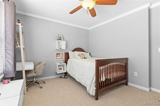 2235 Arnold Palmer Dr, Belleville, IL 62220 - bedroom featuring ornamental molding, light carpet, and ceiling fan