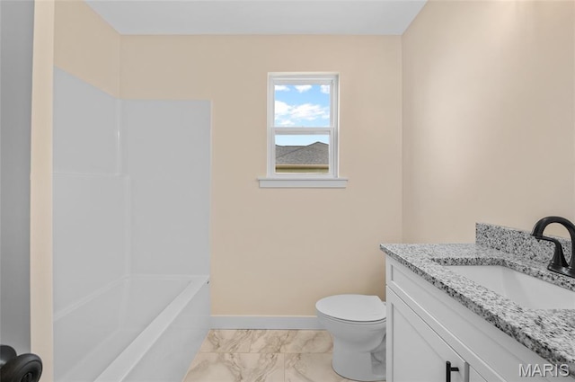 225 Ranchero Dr, Hamel, IL 62046 - full bathroom featuring marble finish flooring, vanity, and bathing tub / shower combination