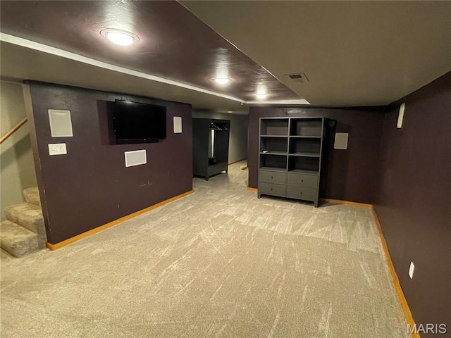 2319 Hickory St Unit A, Saint Louis, MO 63104 - finished basement with light carpet and stairs