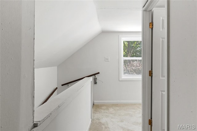 224 E Velma Ave, Lemay Township, MO 63125 - hall with lofted ceiling, carpet, and an upstairs landing