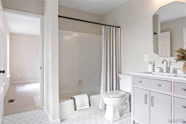 851 Whitmoor Dr, Weldon Spring, MO 63304 - full bathroom featuring vanity, tile patterned floors, and shower / bath combination with curtain