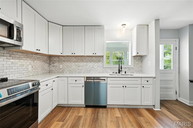 4550 Enright Ave, Saint Louis, MO 63108 - kitchen featuring stainless steel appliances, light wood-style flooring, light countertops, and healthy amount of natural light