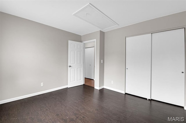 800 Sugar Valley Ct Unit A, Saint Peters, MO 63376 - unfurnished bedroom with attic access, wood finished floors, and a closet