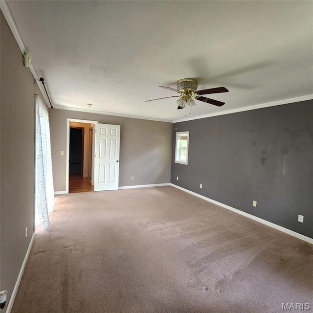 6380 Dolde Rd, Cedar Hill, MO 63016 - carpeted empty room with ornamental molding and a ceiling fan