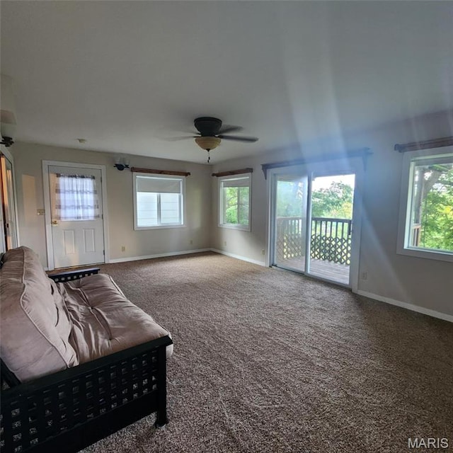 6380 Dolde Rd, Cedar Hill, MO 63016 - living room featuring a ceiling fan and carpet flooring