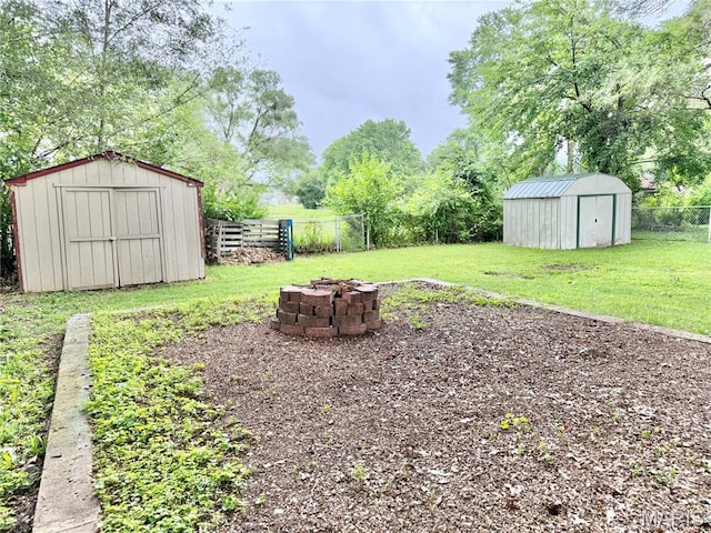 3212 Rodger Ave, Granite City, IL 62040 - fenced backyard with a shed and an outdoor fire pit