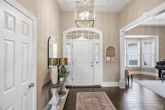 4304 Austin Pass Ct, Saint Charles, MO 63304 - entrance foyer featuring a chandelier and dark wood-style floors