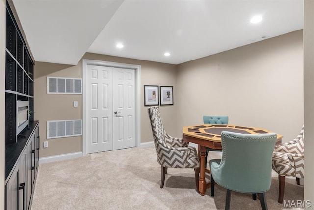 4304 Austin Pass Ct, Saint Charles, MO 63304 - office area with light carpet, recessed lighting, and a heating unit