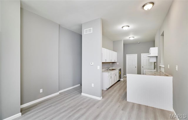 4275 E Ashland Ave, Saint Louis, MO 63115 - kitchen featuring light wood-type flooring, white cabinetry, and light countertops