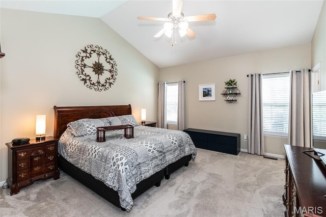 221 Meriwether Lewis Dr, Ofallon, MO 63368 - bedroom with lofted ceiling, light colored carpet, and ceiling fan