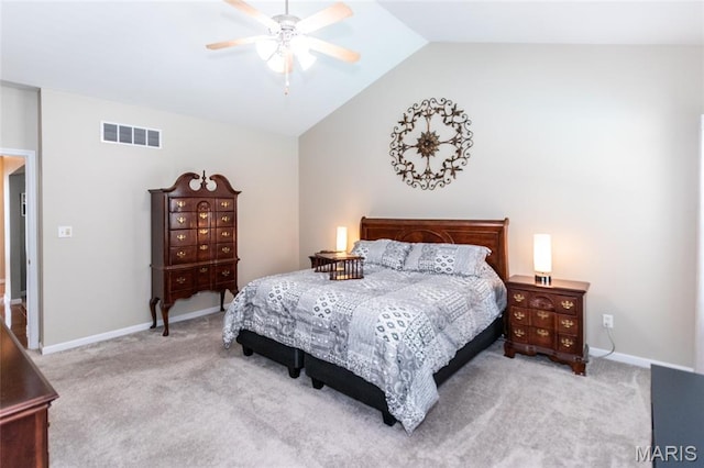 221 Meriwether Lewis Dr, Ofallon, MO 63368 - carpeted bedroom featuring vaulted ceiling and a ceiling fan