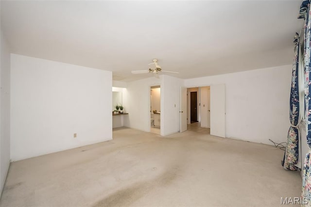 14898 Pheasant Hill Ct, Chesterfield, MO 63017 - unfurnished living room featuring light carpet and ceiling fan