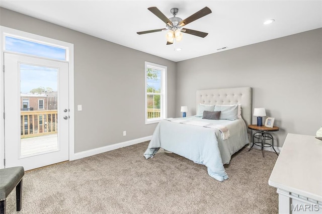 3400 Vista Ave, Saint Louis, MO 63104 - carpeted bedroom with ceiling fan and recessed lighting